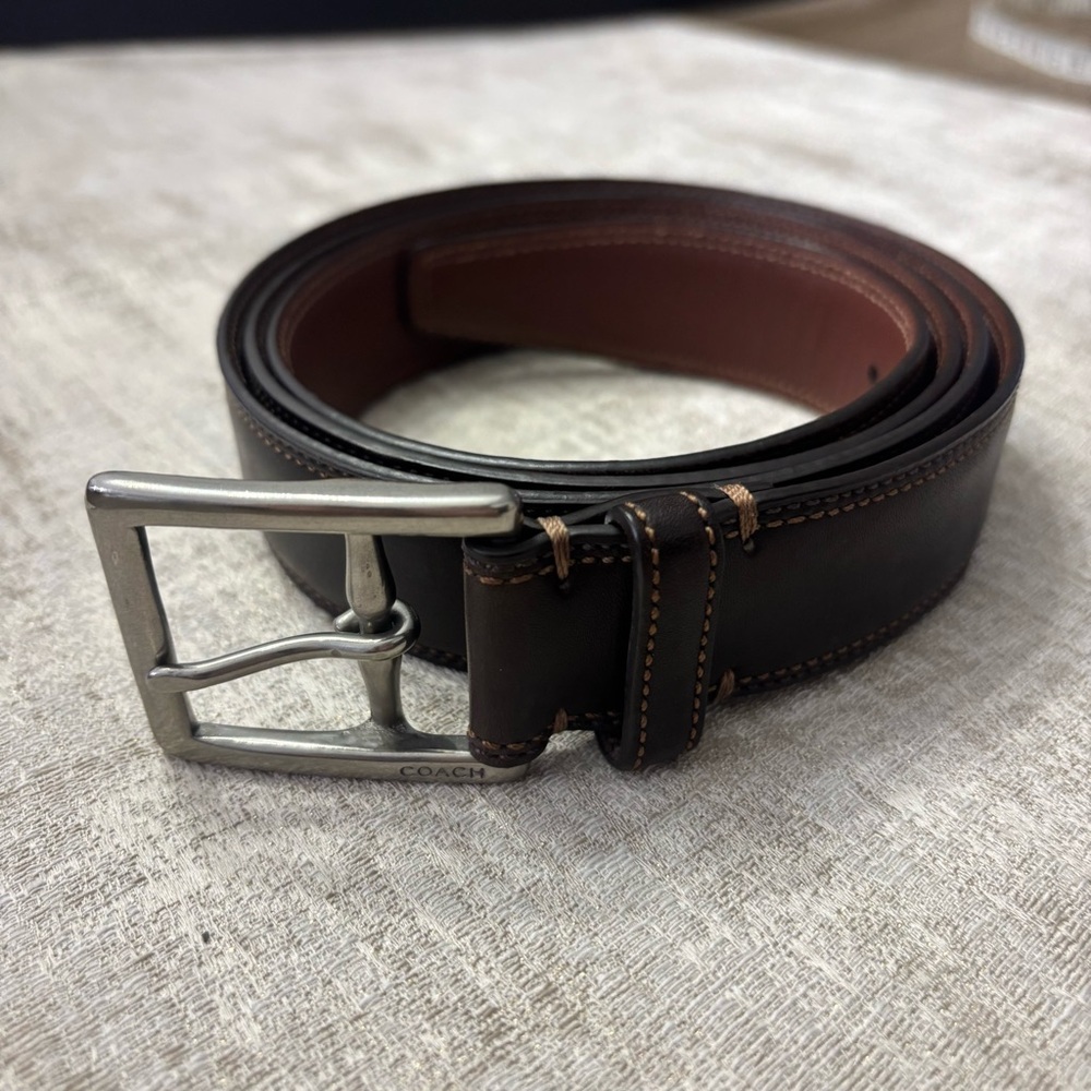 Coach Men's Brown Leather Belt Size 41”